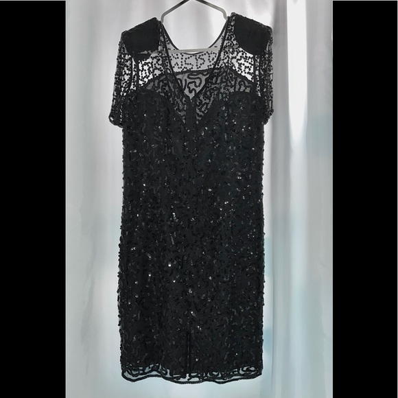 Leslie Fay Evenings: Black Sequined Party Dress - Picture 2 of 3